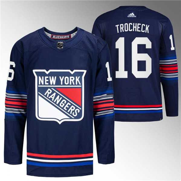 Mens New York Rangers #16 Vincent Trocheck Navy Stitched Jersey Dzhi